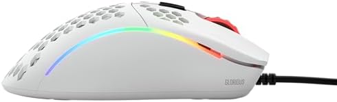 GLORIOUS Model D- (Minus) Wired Gaming Mouse - 61g Superlight Honeycomb Design, RGB, Ergonomic, Pixart 3360 Sensor, Omron Switches, PTFE Feet, 6 Buttons - Matte White