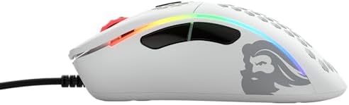 GLORIOUS Model D- (Minus) Wired Gaming Mouse - 61g Superlight Honeycomb Design, RGB, Ergonomic, Pixart 3360 Sensor, Omron Switches, PTFE Feet, 6 Buttons - Matte White