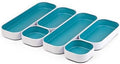 Three by Three Seattle Metal Stacking Bins Drawer Organizer, 6-Pc (Sky)