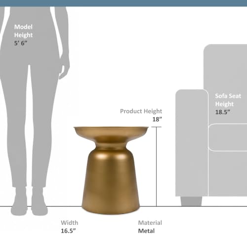 Toby 17" Wide Drum Iron Table in Gold