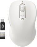 WisFox 2.4GHz Wireless Mouse for Laptop, Ergonomic 6-Button, White