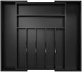 Utensil Organizer Silverware Drawer Organizer - Bamboo Expandable Cutlery Tray with Dividers for Utensil Holder Office Storage Makeup Desk Drawer Tool Organization W13.5"-19.5" x L17.5" x H2.5"(Black)