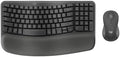 Logitech Wave Keys MK670 Combo, Wireless Ergonomic Keyboard with Signature M550 L Wireless Mouse, Comfortable Natural Typing, Bluetooth, Logi Bolt, for Multi-OS, Windows/Mac - Graphite, Pack of 4