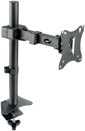 ELG Monitor Arm Desk Mount, Adjustable Height, 17-34" Screens up to 15.6 lbs, 360° Rotation, Heavy-Duty Steel with Epoxy Coating, VESA 75x75 to 100x100mm, Cable Organizer, Black