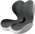 Orthopedic Cushion L-Shaped Memory Foam Seat Cushion, Ergonomic Office Chair Cushion with Lumbar Support for Desk, Car, Wheelchair (C-Black Grey)