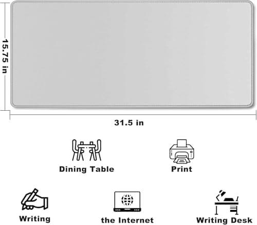 Large Mouse Pad Desk Mat Large Office Desk Pad with Stitched Edges, Gray