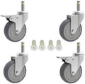 RILIDRI 2-Inch Swivel Stem Caster, 7/16-Inch Stem Diameter Rubber Wheel, Thermoplastic Rubber TPR Replacement Wheels - 4 Pack(2 Brakes 2 Swivel)