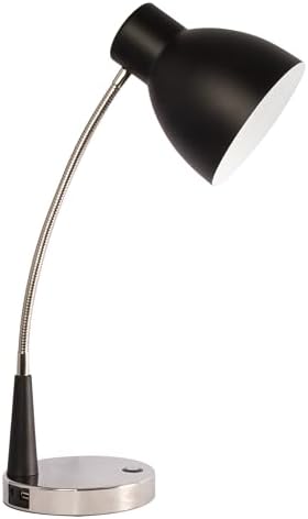 OttLite Adjust LED Desk Lamp with USB Port, Black and Silver