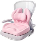 Adjustable Memory Foam Lumbar Cushion - Ergonomic Lower Back Support Pillow with Cotton Cover, Mid-Height Customizable Design for Office Chair, Car Seat, Long Sitting (Pink, Large)