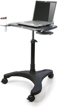 EHO Mobile Laptop Desk Cart with Wheels, Height Adjustable Standing Desk with Pneumatic Lift, Rolling Workstation with Mouse Tray and Cup Holder, Portable Table for Home Office or Classroom