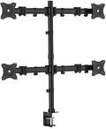 Kantek Quad Monitor Arm, Stand Mounts 4 Screens up tp 27", 4 Articulating Adjustable Arms Hold 18lbs, Desk and Grommet Mount, Cable Management, VESA