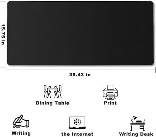 Large Mouse Pad Desk Mat Office Desk Pad with Stitched Edges, Black