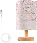 ALAZA Cherry Blossom Flower Floral Decor Bedside Table Lamp with USB Port for Bedroom Nightstand Office Desk LED Bulb Included