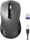TECKNET Rechargeable Wireless Bluetooth Mouse with 4-Way Wheel, 3-Device