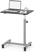 Displays By Jack Adjustable Height Rolling Laptop Desk, Silver Mobile Sit Stand Computer Table on Wheels – 24 x 15 in Portable Workstation for Home Office, Study Room, Classroom