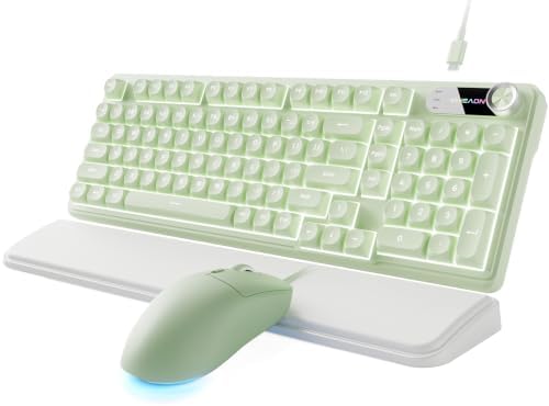 EWEADN Wired Keyboard and Mouse Combo with Detachable Wrist Rest - Green