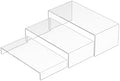 Sezanrpt Acrylic Risers Display Stands 3pcs, Rectangular Dessert Table Display Set, Clear Display Shelf for Funko Pop, Collectibles, Retails, Shoes, Plants, Home Decors, Decoration - 7.5''x8''x8.5''
