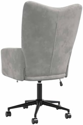 Light Gray Velvet Relaxing Chair with Adjustable Height and Swivel