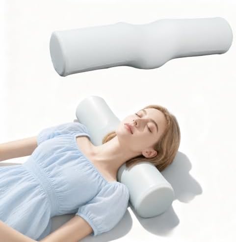SMDR Cervical Neck Pillow for Pain Relief Sleeping, Memory Foam Neck Roll with Firm Ergonomic Support, Round Bolster for Neck and Shoulder Comfort, Washable Cover, 4.71" x 23.61"