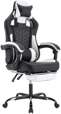 Ergonomic Gaming Chair for Adults with Footrest and Massage, Black
