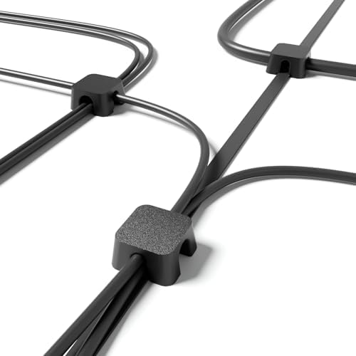 Magnetic Cable Organizer – Desktop Multipurpose Cord Keeper & Cable Management Clip for Home & Office (Black Block 20Pcs)