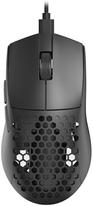 Redragon M617 Ultralight Honeycomb Shell Wired Gaming Mouse, 41g, 10,000 DPI, 6 Programmable Buttons, Drag-Free Paracord, Type-C Gamer Mouse with 2 Side Buttons for PC/Mac/Laptop, Black