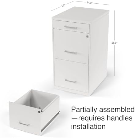 Staples 3-Drawer Vertical File Cabinet, Letter Size, Lockable, White