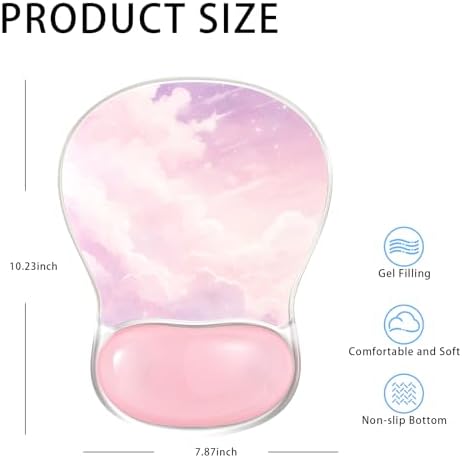Sumgsn Pink Mouse Pad with Gel Wrist Support - Cute Office Accessories