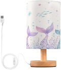 ALAZA Fish Mermaid Coral Reef Jellyfish Decor Bedside Table Lamp with USB Port for Bedroom Nightstand Office Desk LED Bulb Included