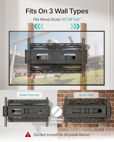 Full Motion TV Wall Mount for 37-90 Inch TVs up to 176lbs