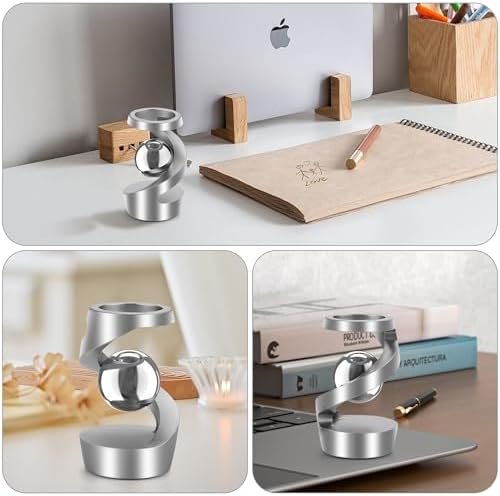 Kinetic Spinning Fidget Desk Toy for ADHD Stress Relief, Silver