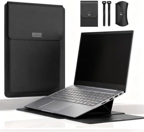 14 Inch Laptop Sleeve Case Leather Bag with Stand for Mac Book Pro