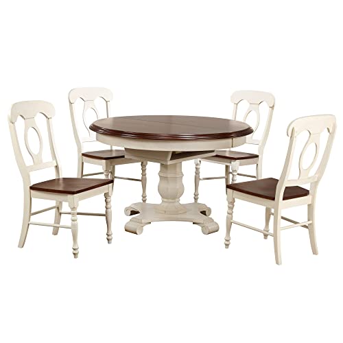 Andrews Dining Set, Medium/Two Size, Distressed Antique White/Chestnut
