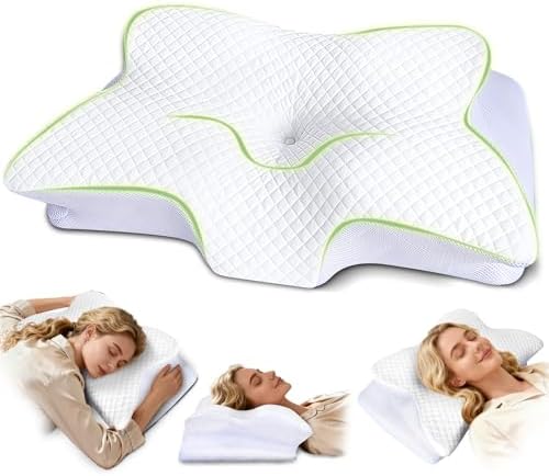 Memory Foam Cervical Neck Pillow for Neck Pain Relief, White