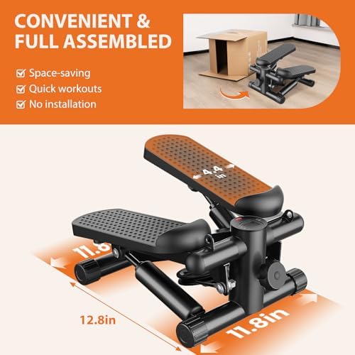Sweetcrispy Mini Stair Steppers with Resistance Bands for Exercise at Home, Portable Exercise Twist Stepper Machine for Full Body Workout, 300LBS Capacity