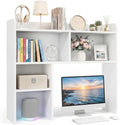 SUPER DEAL Desktop Bookshelf, Countertop Storage Hutch with 3 Shelves for Computer Desk, 2-Tier Display Rack, Multipurpose Wood Desk Hutch Storage Organizer for Home Office Dorm, White