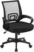 Yaheetech Mid-Back Mesh Computer Office Desk Chair Adjustable Swivel, Black