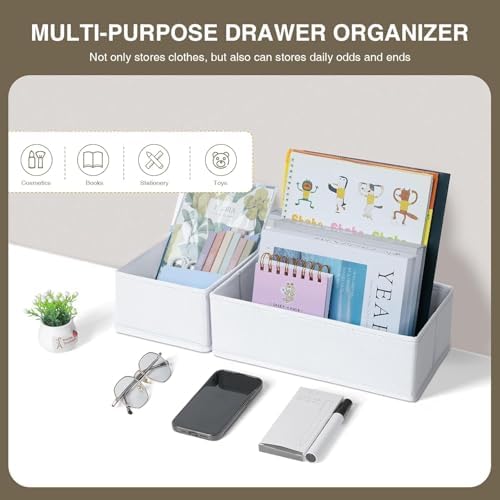DIMJ Drawer Organizers - Set of 8 Fabric Closet Organizers and Storage, Drawer Dividers for Baby Clothes, Socks, Belt, Tie (Pink)