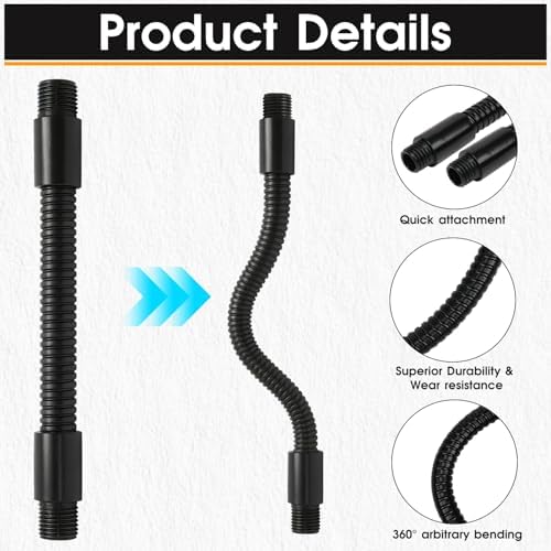 7.8" Gooseneck Tubing Flexible 5/16" Male thread Alloy Steel Metal Arm Universal Bendable Extension Hose for DIY Lamps Microphone Stands Inspection Cameras