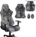 Wild Wolf Print Gaming Chair Cover with Armrest Cover Zipper Design Stretchable Universal Swivel Chair Protector Scratch Proof Washable Office Desk Chair Slipcover,4 Pcs