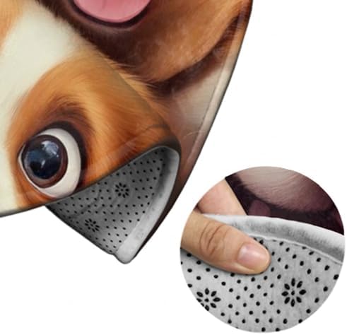 Fashion Round Area Rug Large Non Slip Carpet, Cartoon Selfie Dog Unisex Home Decor Mat