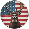 Soft Round Yoga Carpet, Large Home Decor Mat, Non Slip Machine Washable Kitchen Office Circle Rug American Flag Deer