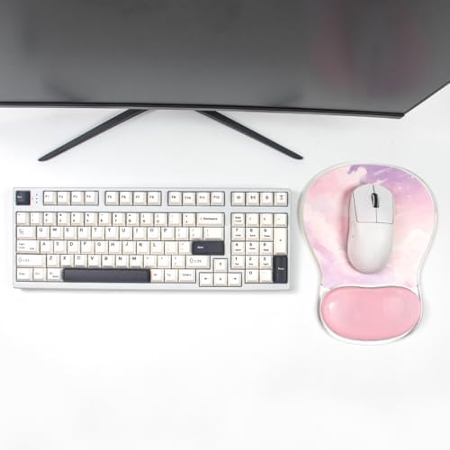Sumgsn Pink Mouse Pad with Gel Wrist Support - Cute Office Accessories