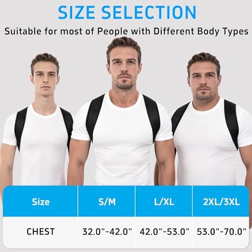 Back Brace Posture Corrector for Women Men Shoulder Support Straightener Pain Relief Upper Spine Hunchback Thoracic Device Plus Size Straps Correction Fixer Trainer Best Straight Black XX-Large/XXX-Large