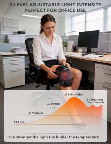 Red Light Therapy Knee Brace: Cordless Vibration Knee Massager for Pain Relief with Heat, Rechargeable Near Infrared Light Device 660nm & 850nm for Knee Shoulder Elbow, Birthday Gift for Dad/Mom