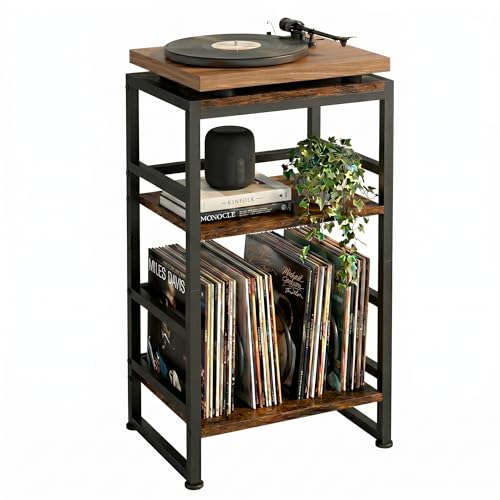 3-Tier Record Player Stand, with Storage, 28" H, Rustic