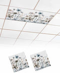 Fall Flower Magnetic Fluorescent Light Covers for Ceiling Lights 2 x 4 Feet, Watercolor Floral Herb Blue Brown Office Classroom Kitchen Drop Ceiling Light Covers Lighting Filters Shade Panel 2 Packs