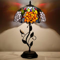 Tiffany Lamp Orange Violet Rose Stained Glass Table Lamp