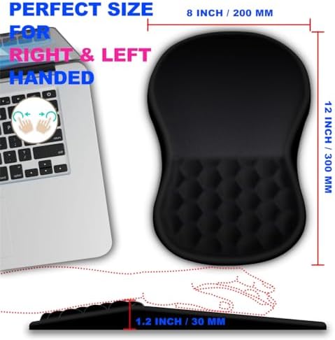Mouse Pad Wrist Support, Ergonomic Mouse Pad with Massage Dot, Comfortable Computer Mouse Pad for Laptop, Wrist Rest Pain Relief Mousepad with Non-Slip PU Base for Office & Home, 12 x 8 in