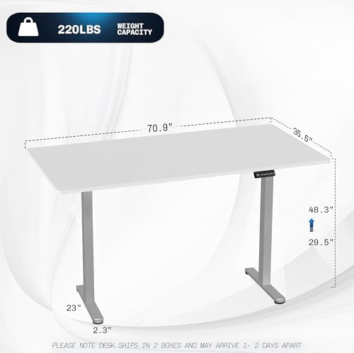 VIVO White 71 x 36 in Standing Desk, DESK-KIT-E2G7W-36